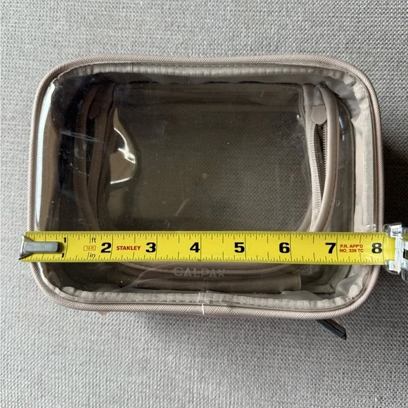 Calpak Beige Clear Cosmetic Case with Gold Hardware and Top Handle - Picture 12 of 13